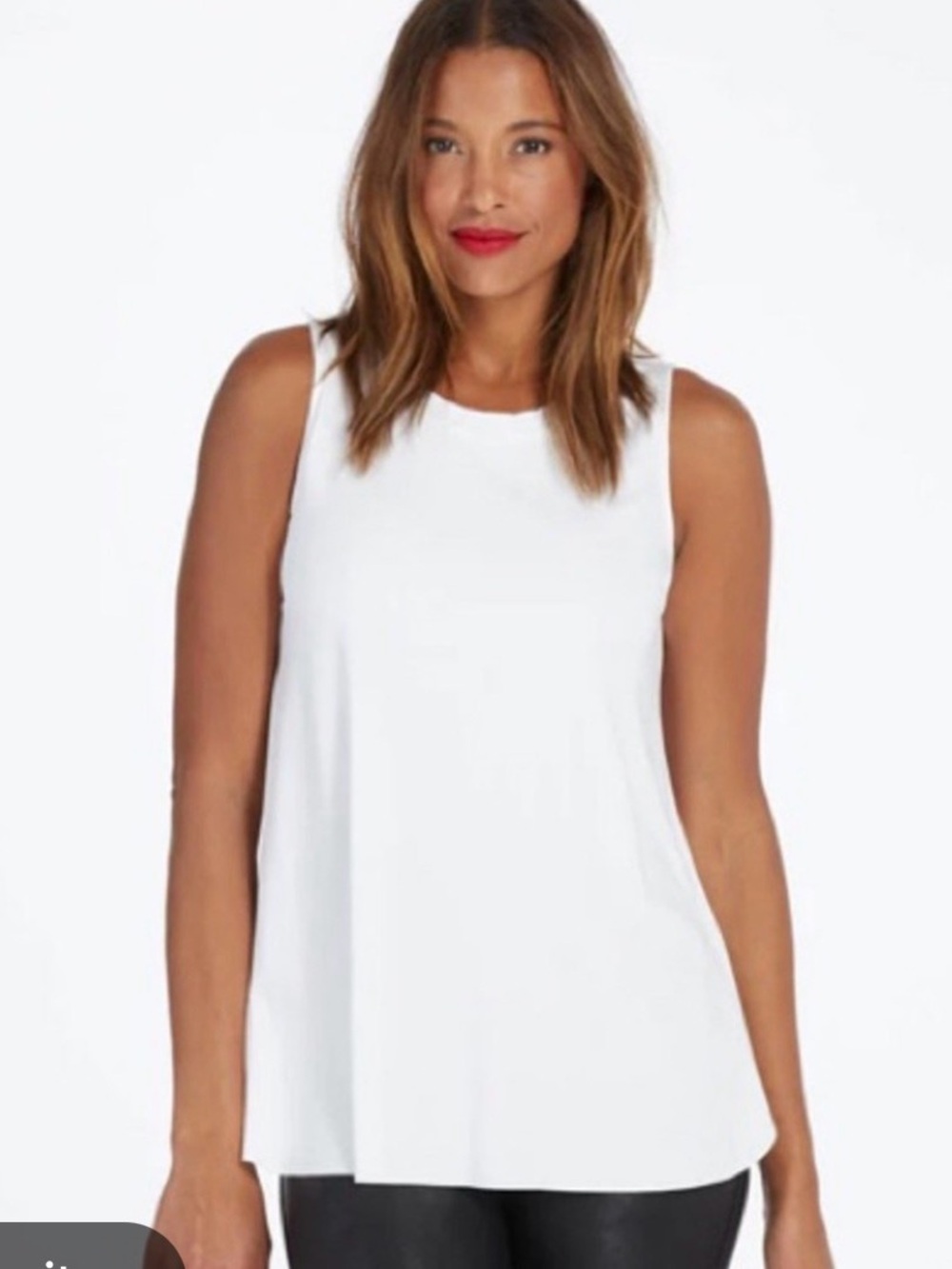 SPANX Perfect Length White Sleeveless Crewneck Tank